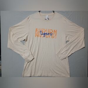 Bella + Canvas Women's Auburn Tiger Long Sleeve T-Shirt Cream Size XL Casual